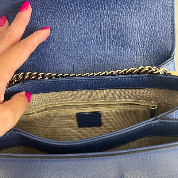 Blue Gucci interlocking gg with top handle shoulder bag gold hardware - Picture 8 of 9